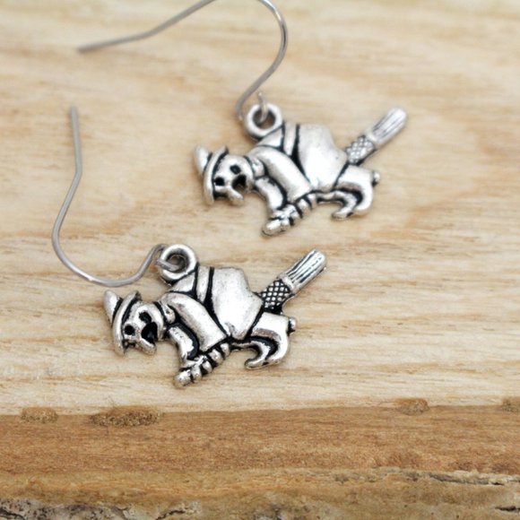 Broomstick Witch Charm Earrings - Picture 4 of 6